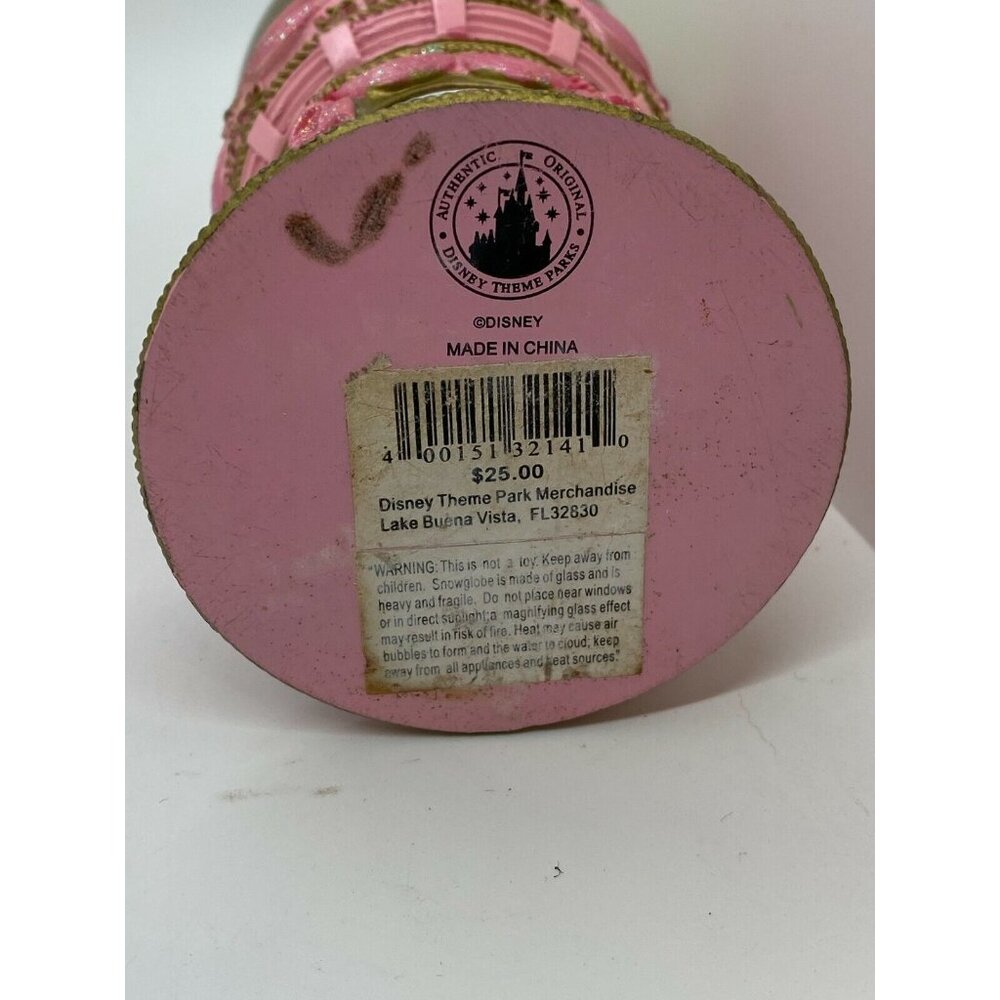 Disney Princess Belle Cinderella Sleeping Beauty Pink Castle Snow Globe 7.5" - Picture 6 of 7
